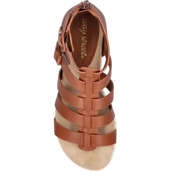 Easy Street Womens Simone Zip Comfort Wedge Heel Sandals Cognac Size 8 M NIB - Picture 4 of 9